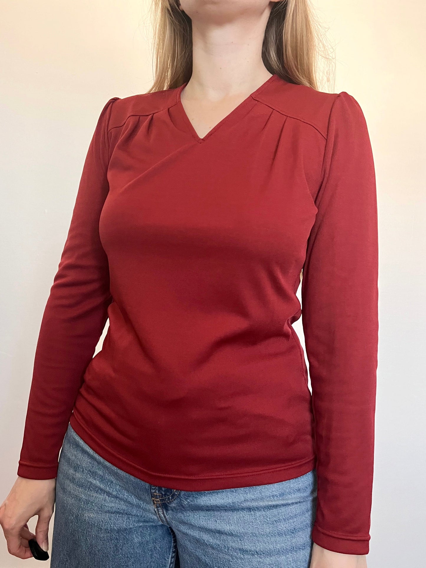 70s burgundy top, Size M-L