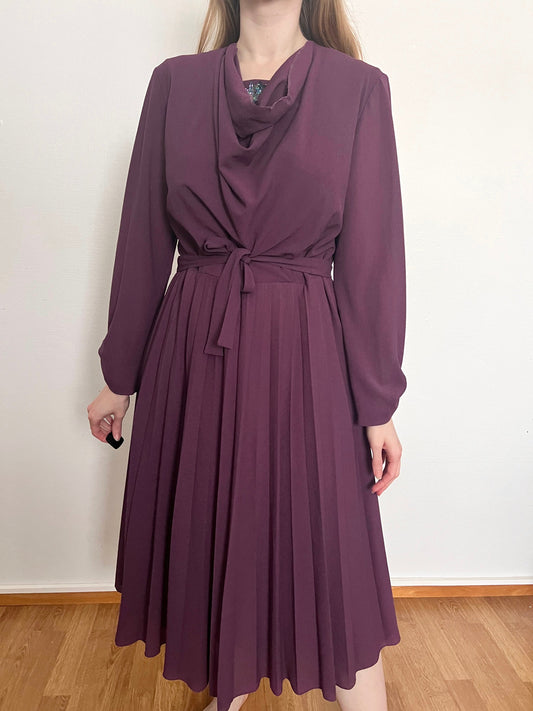 70s purple cowl and sequins dress, Size L