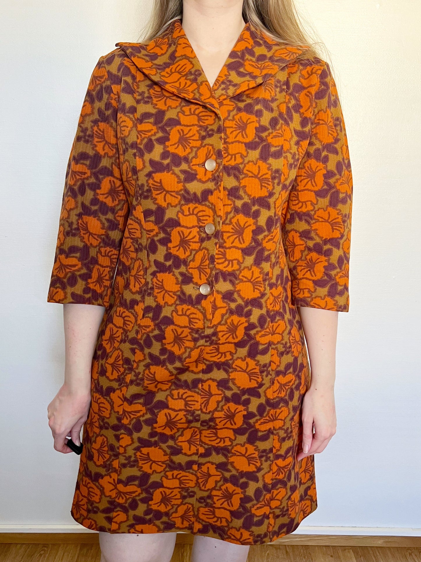 Orange flower dress, Size M-L