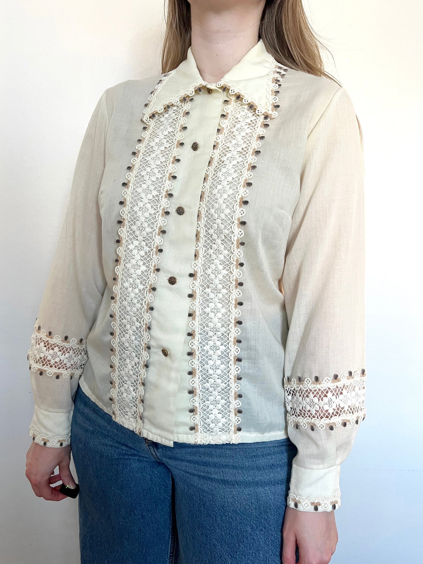 60s lace blouse, Size M-L