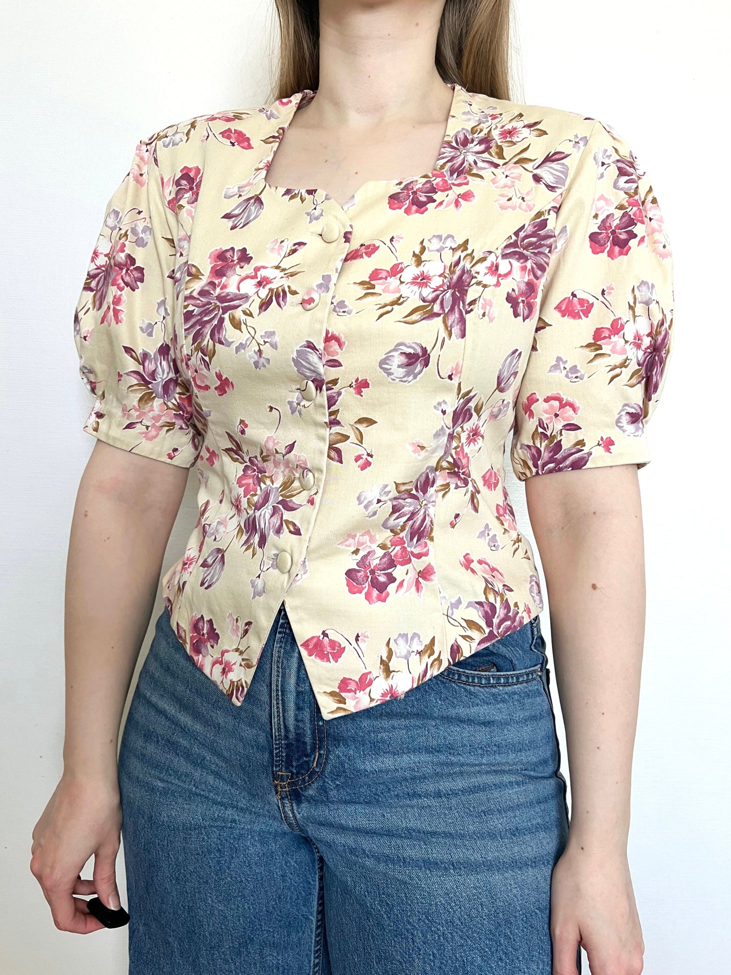 80s Laura Ashley floral blouse, Size M