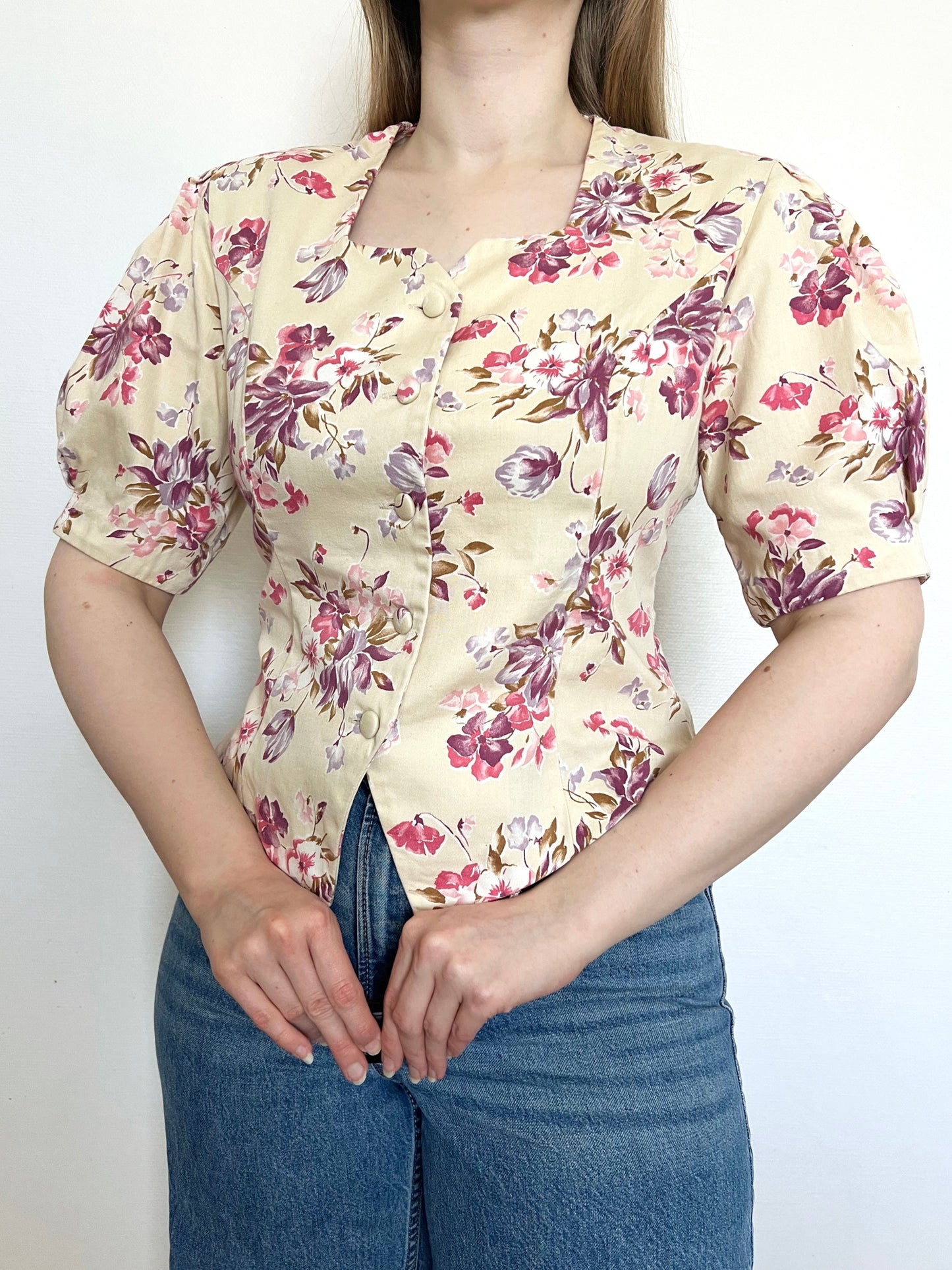 80s Laura Ashley floral blouse, Size M