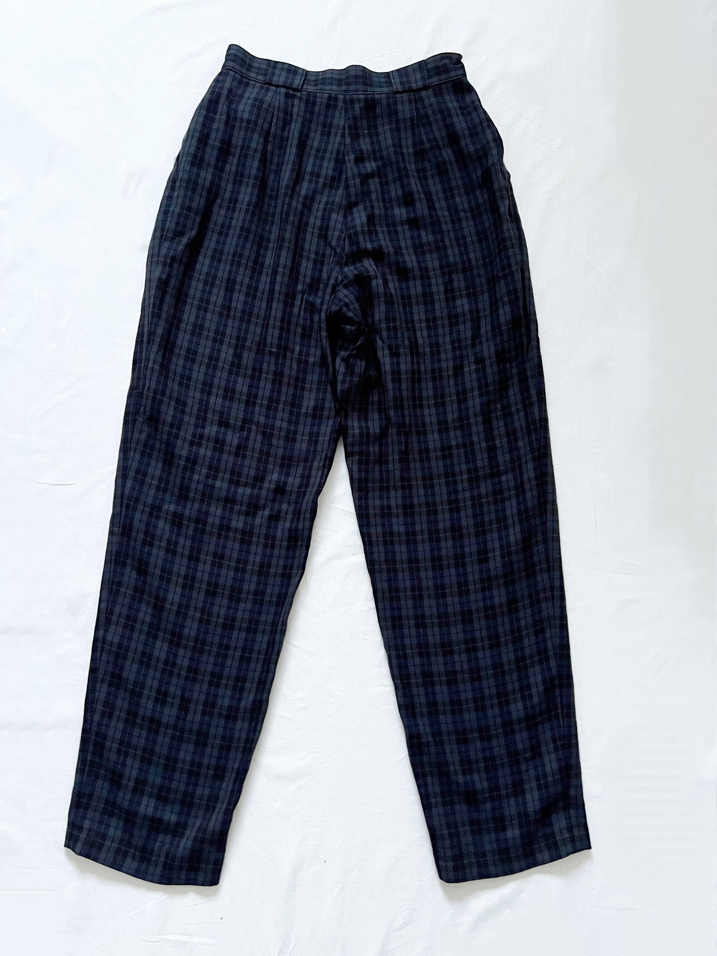 The back of the blue checkered pants