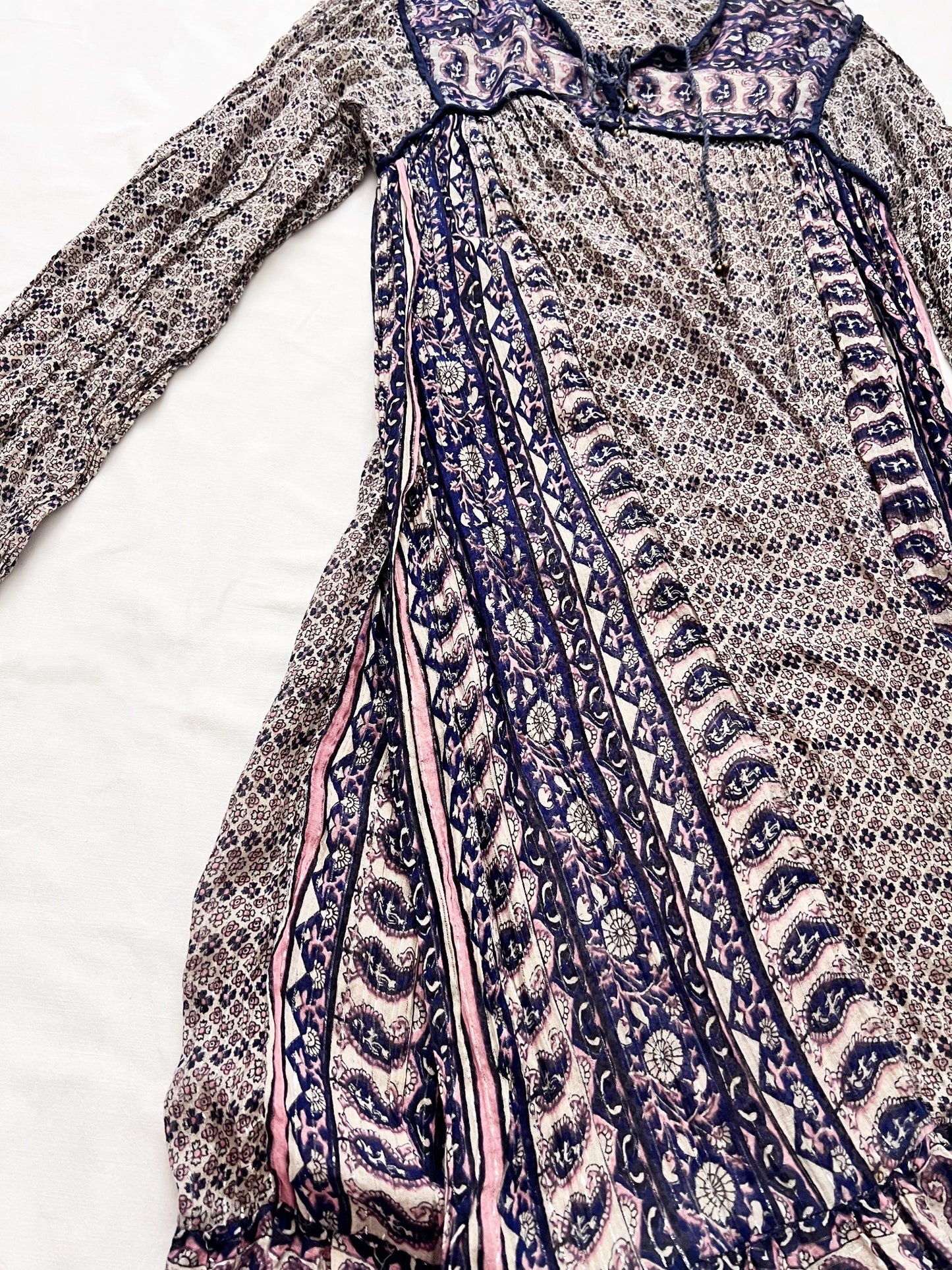 70s 100% cotton Indian gauze dress, Size S-M
