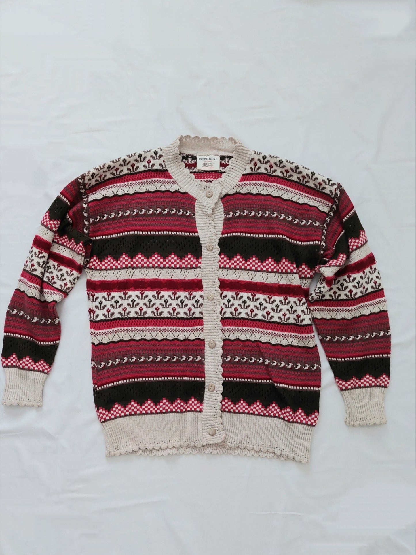 A multicoloured knitted cardigan
