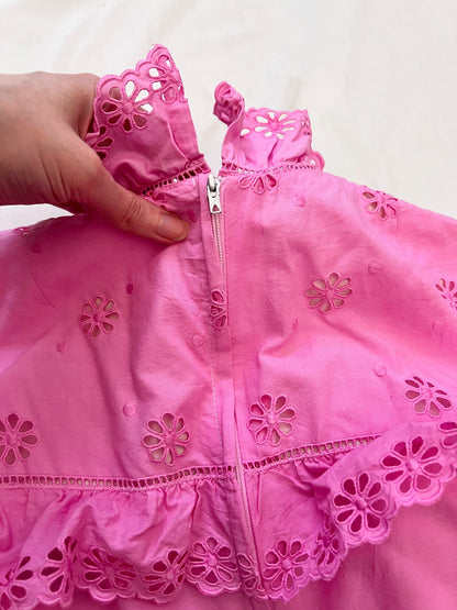 70s pink floral cutout maxi dress, Size S