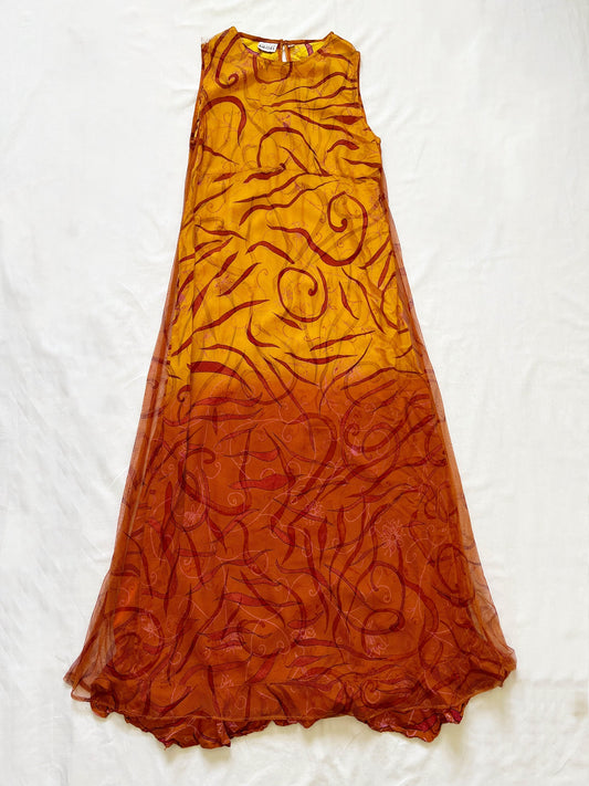 Yellow & orange 90s dress, Size XS-S