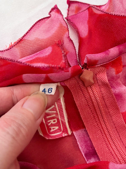Red and pink floral blouse, Size XL