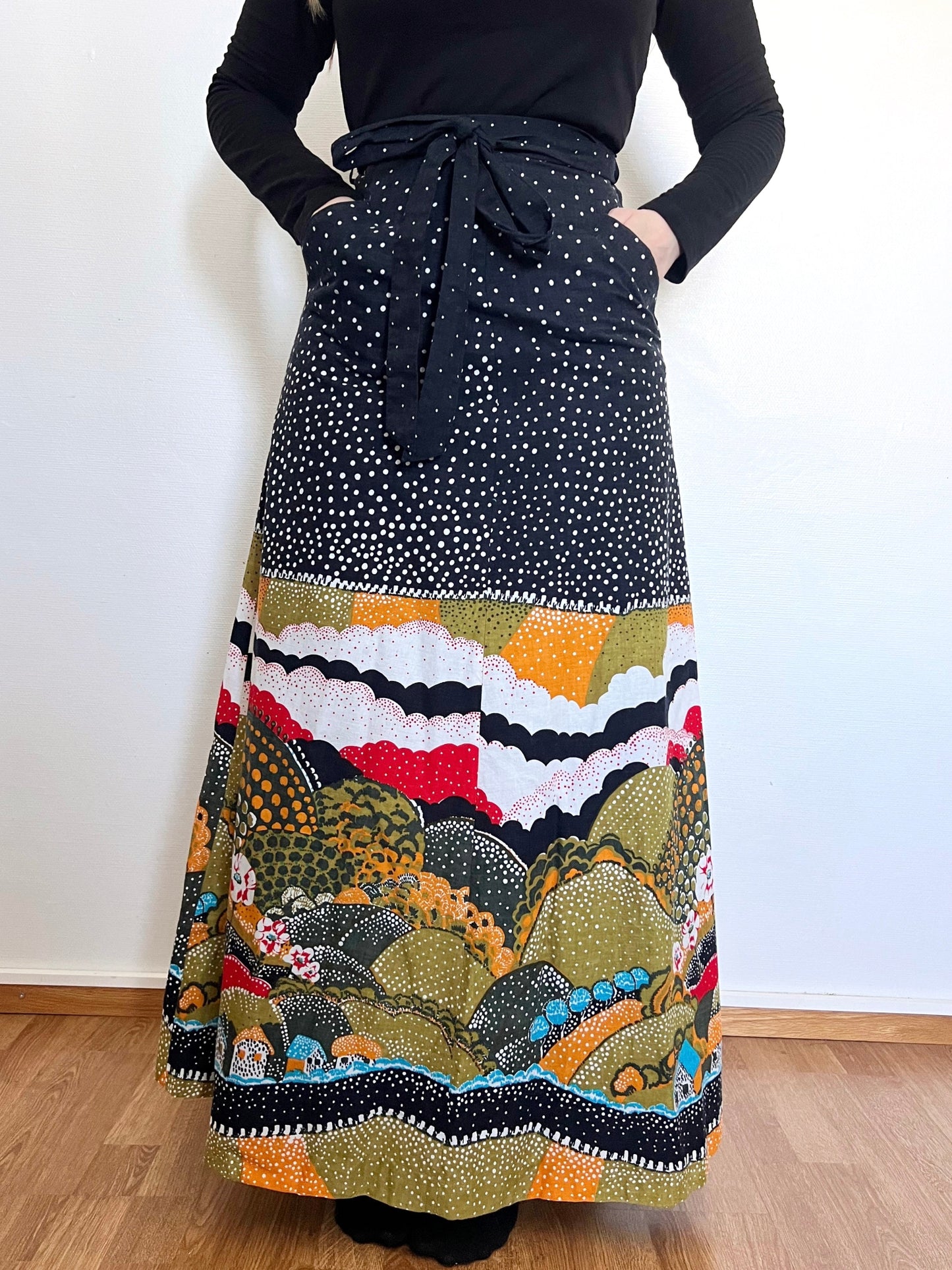 70s landscape maxi skirt, Size XS-S