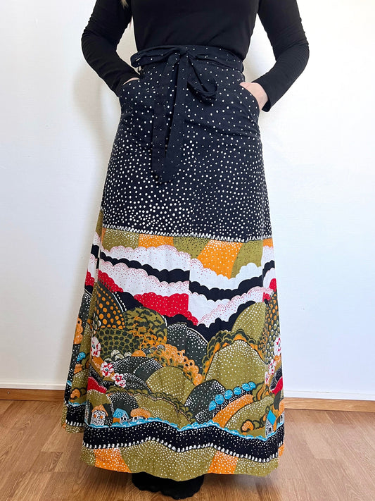 70s landscape maxi skirt, Size XS-S