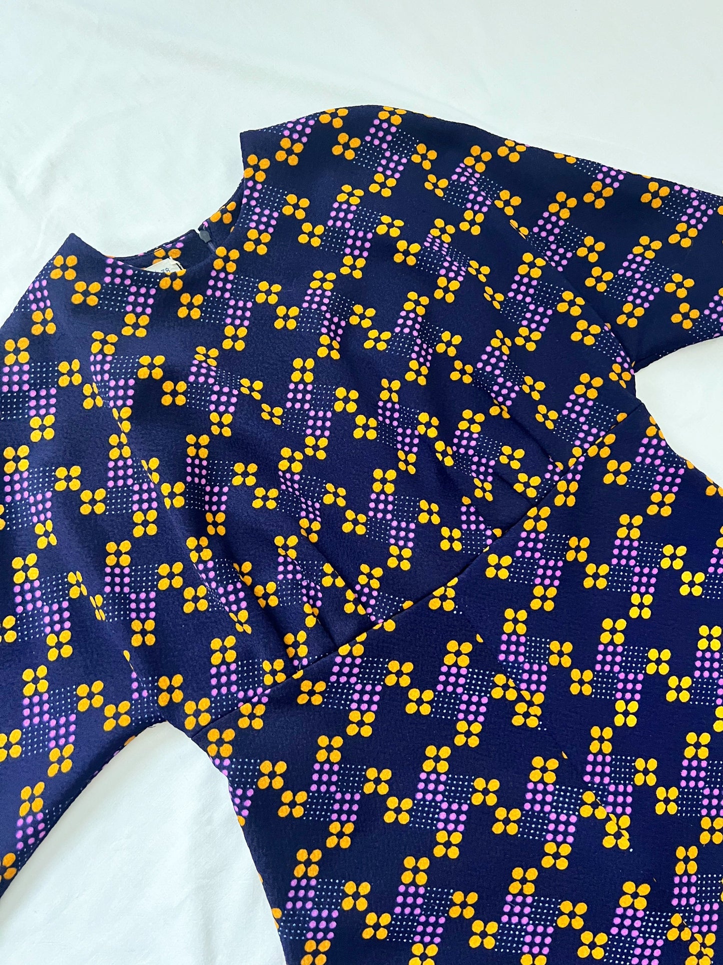 60s purple geometric dress, Size S-M