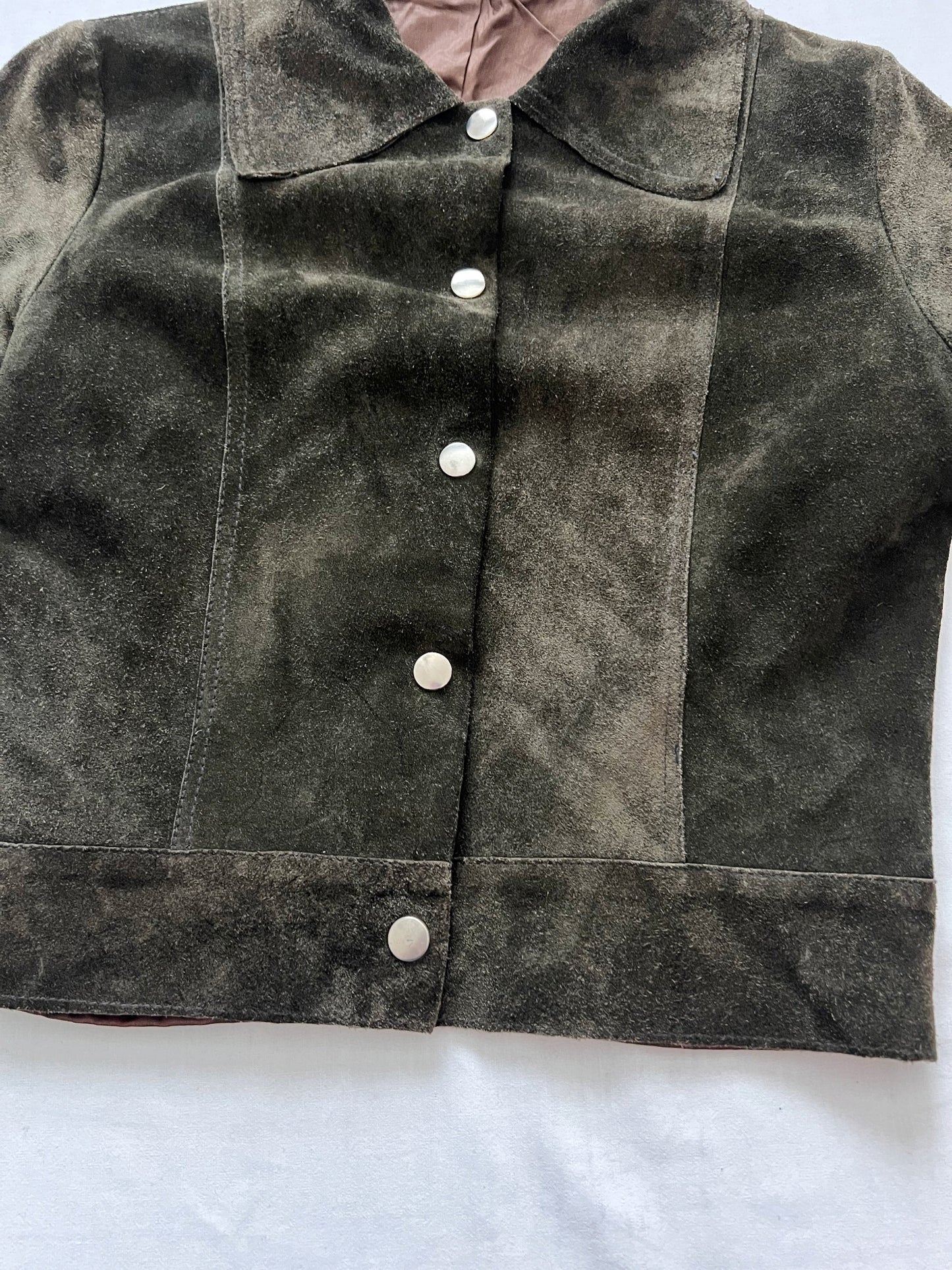 60s green suede top, Size S