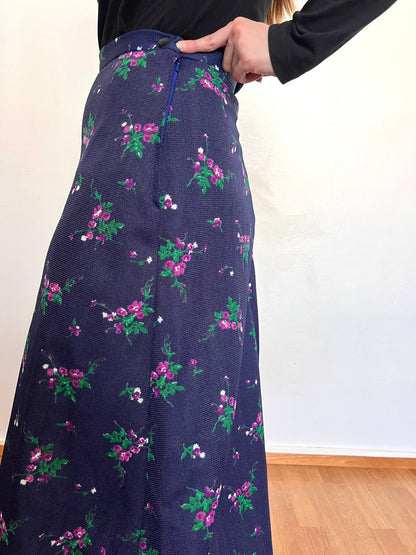 70s purple flower skirt, Size S