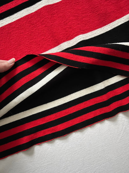 70s black striped hooded dress, Size S