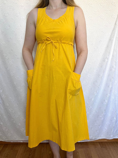 70s 100% cotton yellow sundress, Size S