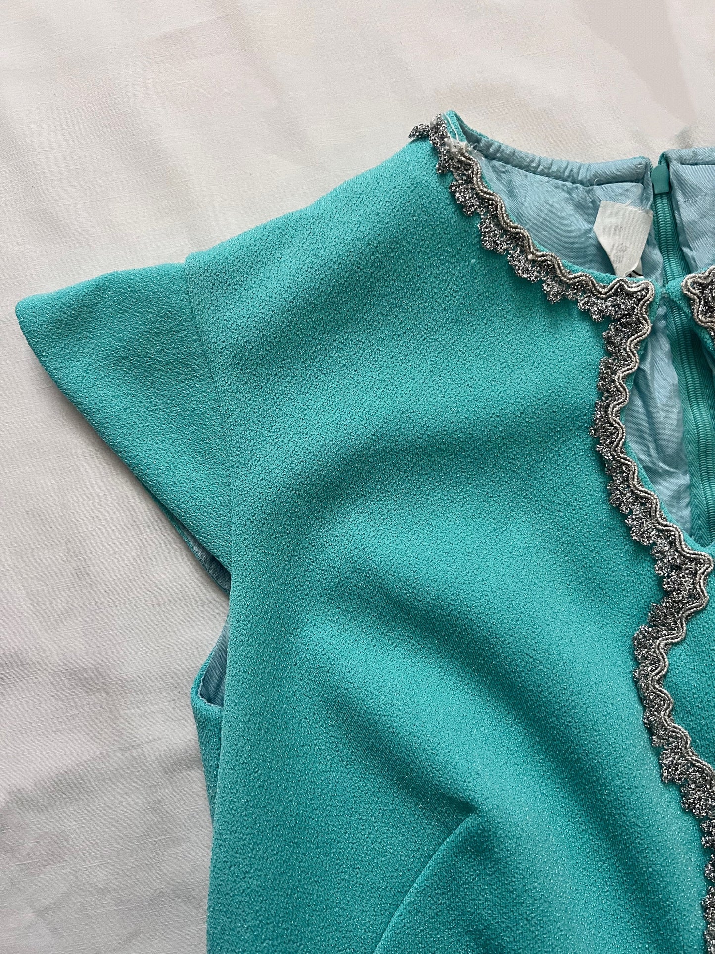 70s turquoise and silver dress, Size S