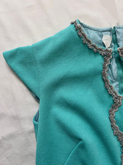 70s turquoise and silver dress, Size S