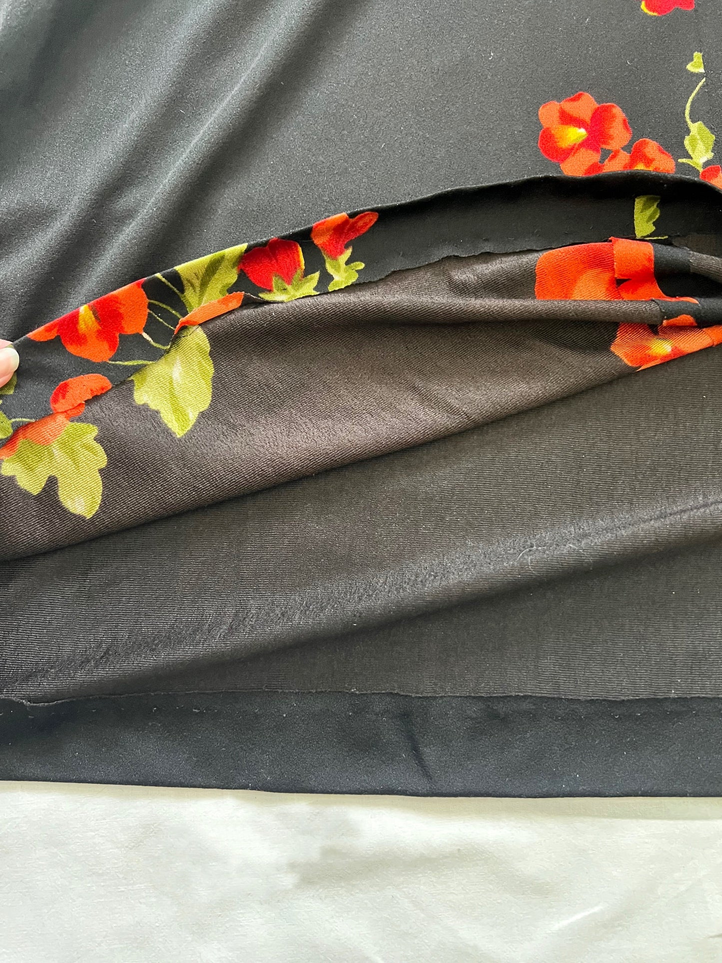 70s black flower dress, Size M-L