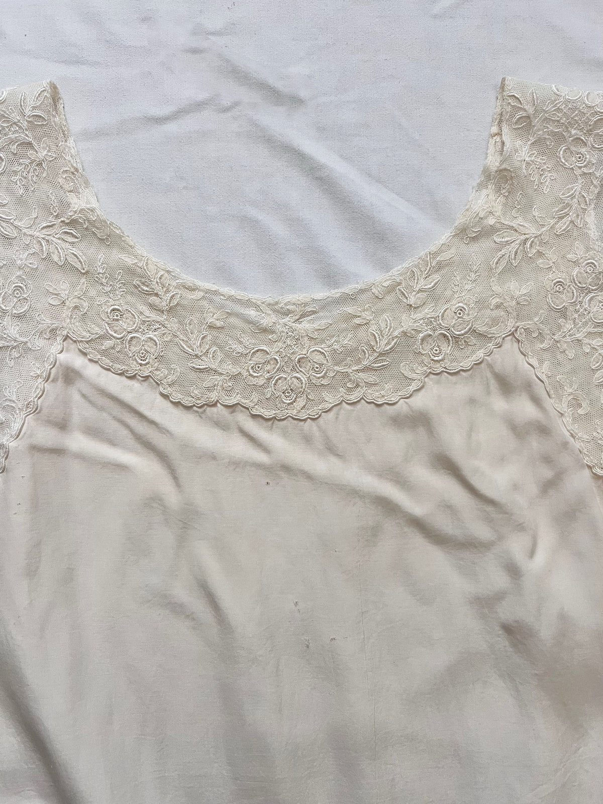 1920s silk white nightgown, Size M-L