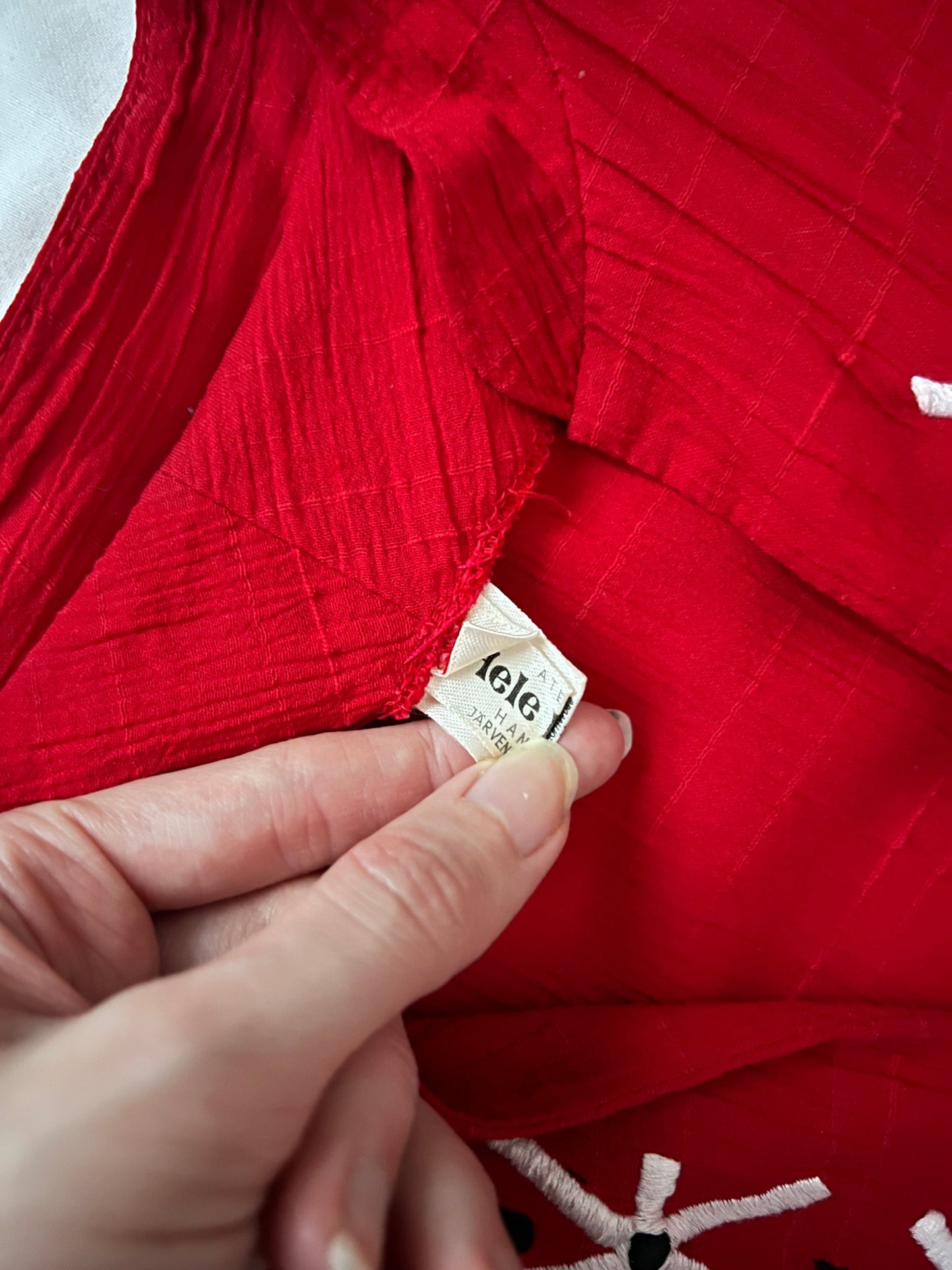 70s red bohemian dress, Size XS-S