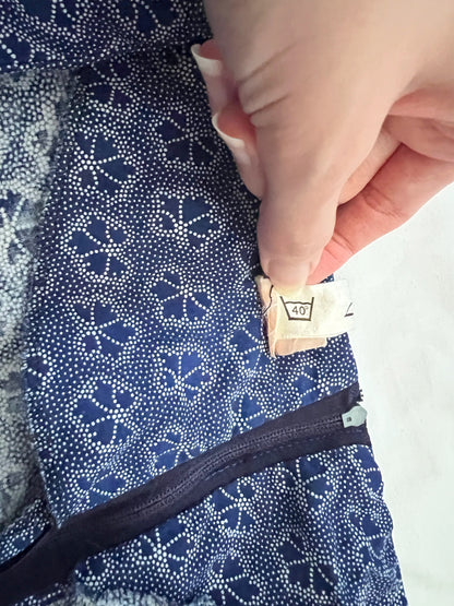70s blue and white dress, Size XS
