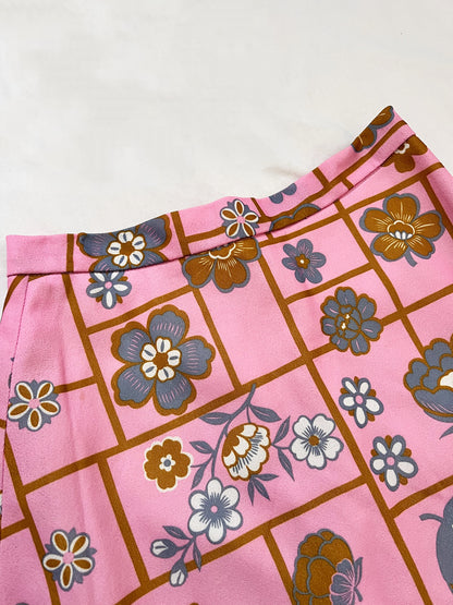 70s pink maxi skirt, Size XS