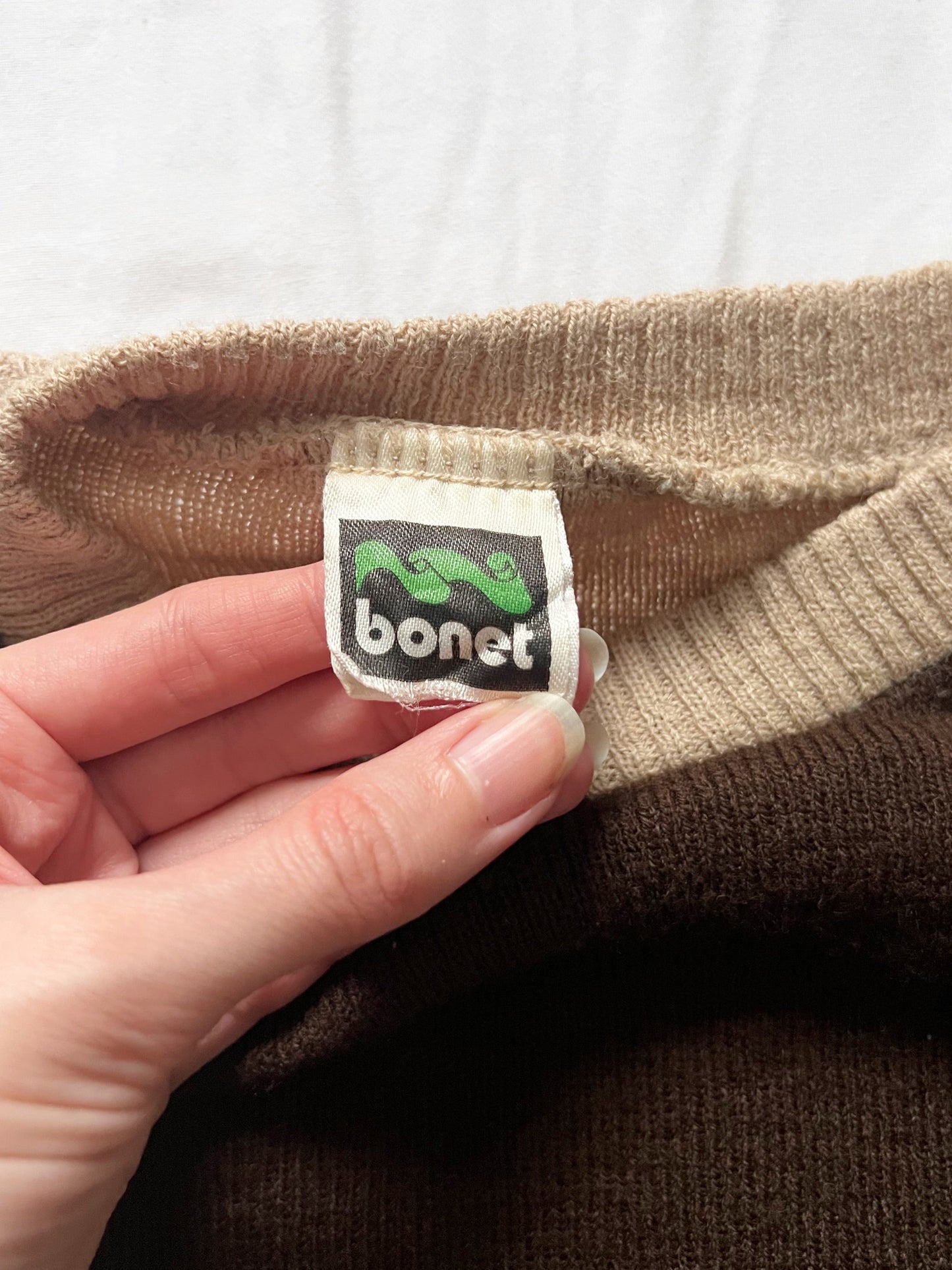 70s beige and brown sweater, Size S