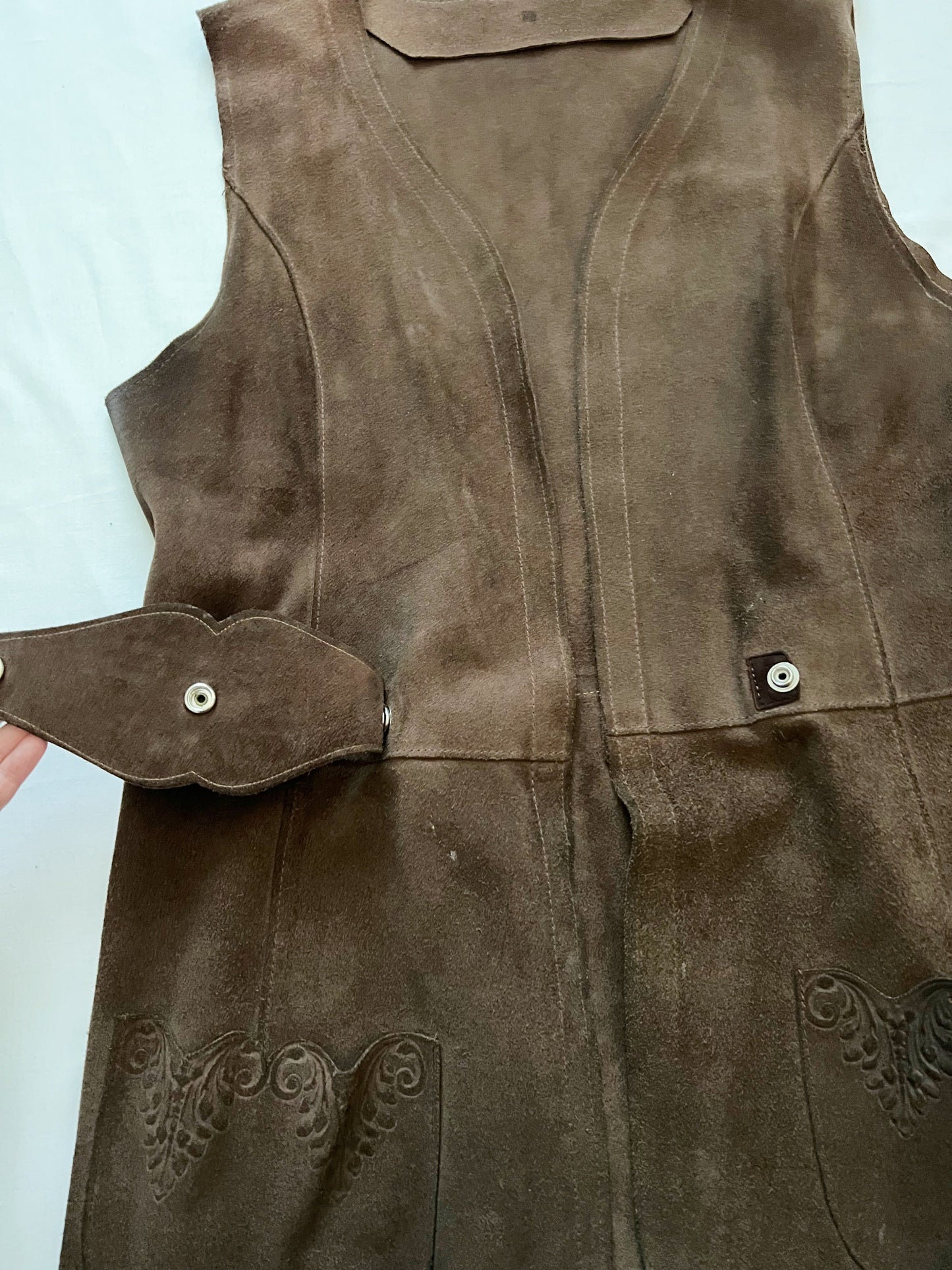 70s brown suede vest, Size L