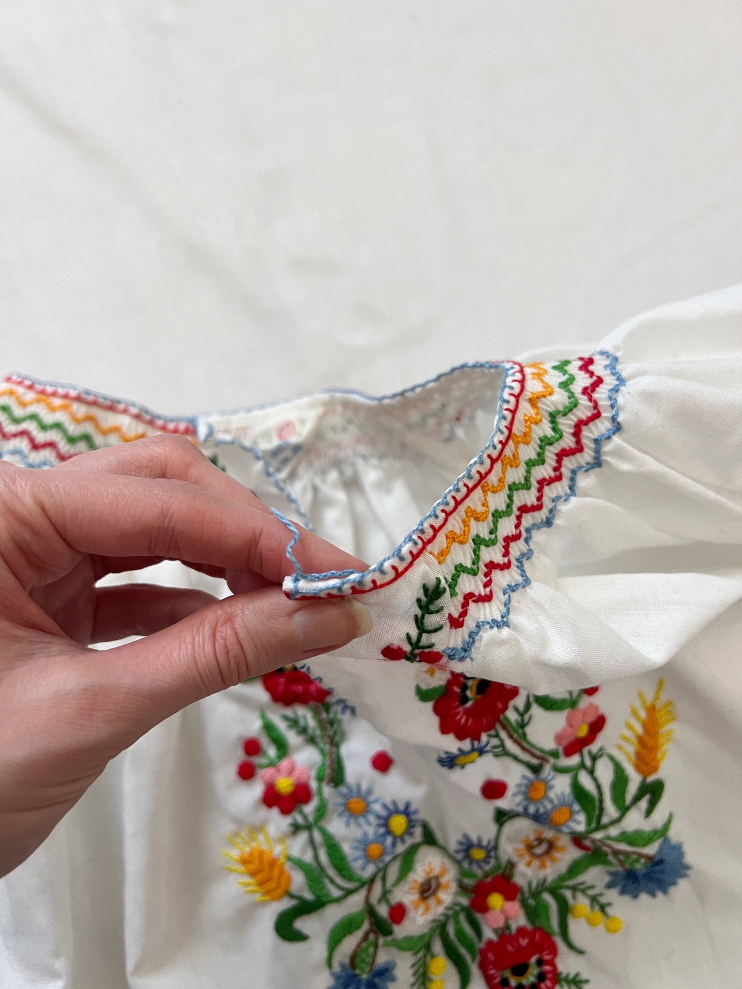 70s hungarian floral blouse, Size S