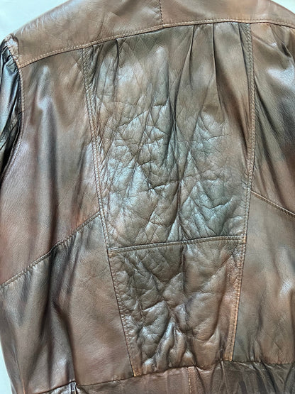 Brown 80s bomber leather jacket, Size L-XL