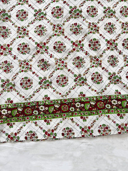 70s white flower pattern dress, Size XS