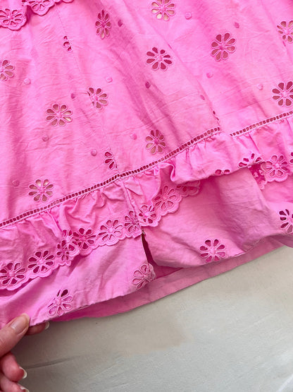 70s pink floral cutout maxi dress, Size S