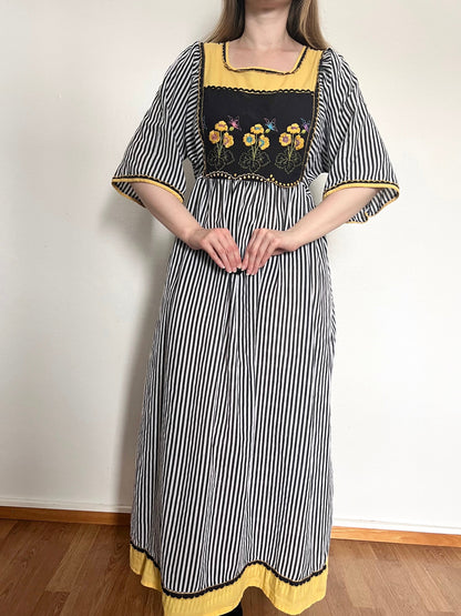 70s striped floral dress, Size L