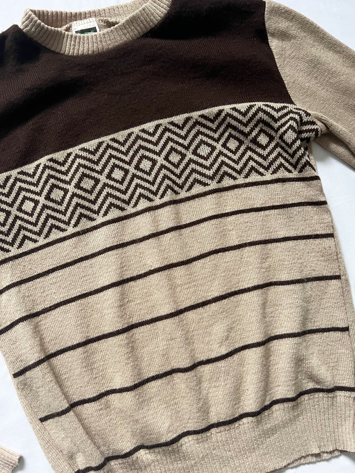 70s beige and brown sweater, Size S