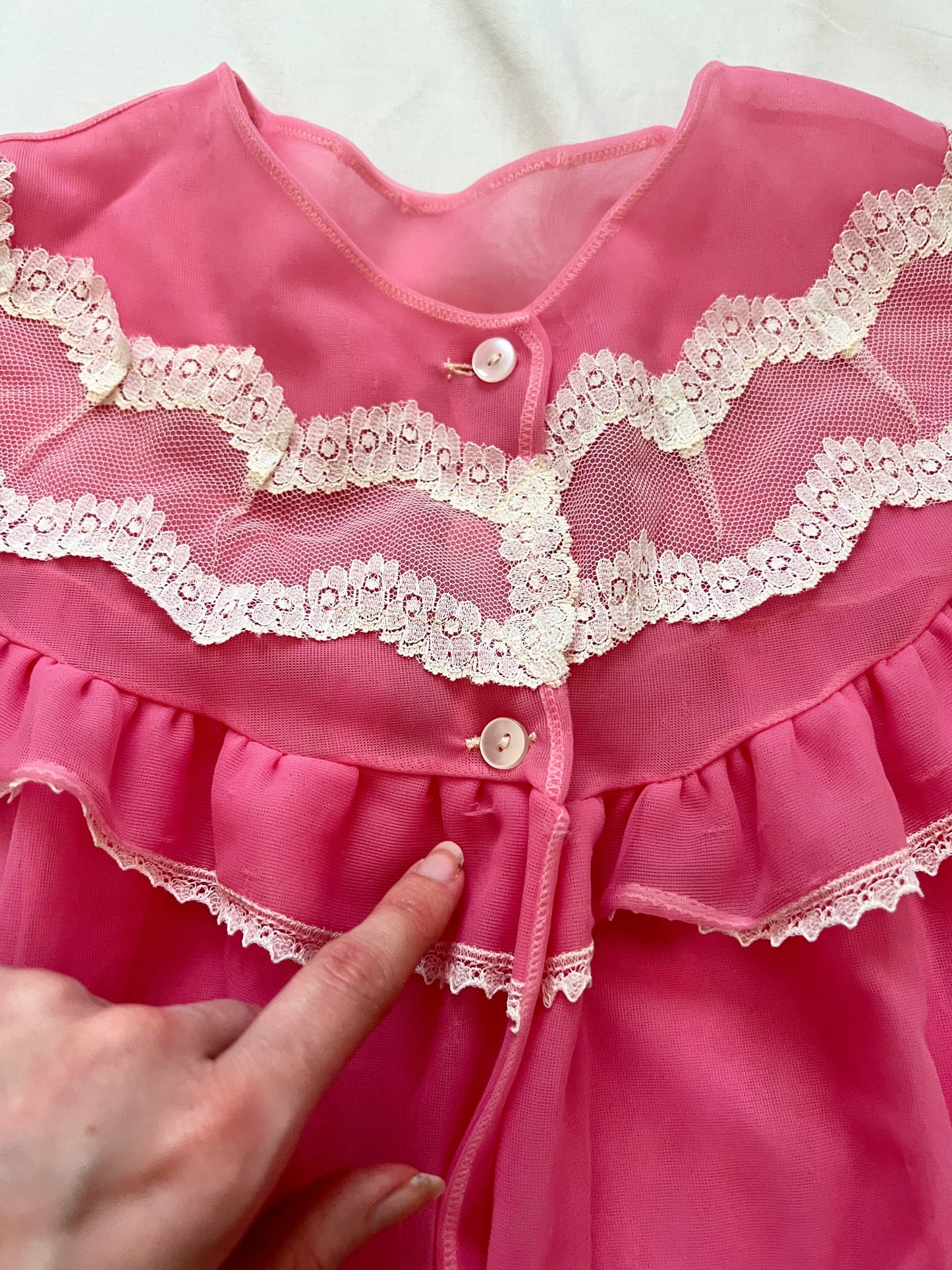 60s romantic pink peignoir set, Size L