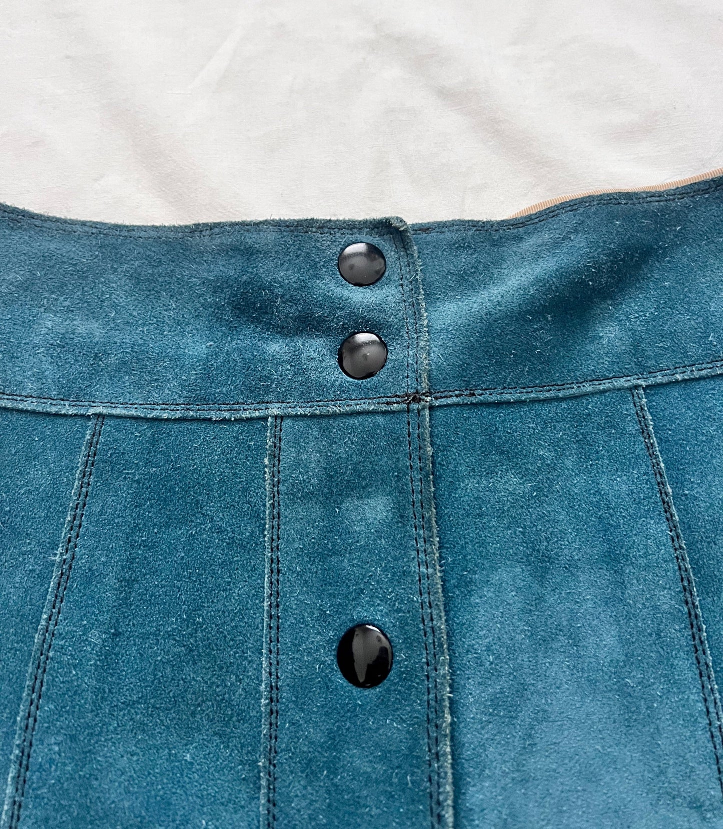 70s blue suede skirt, Size S