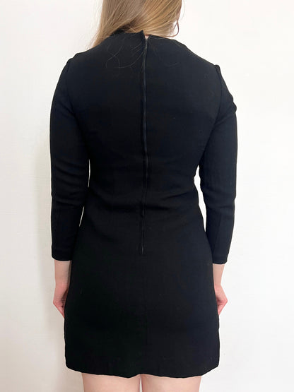 60s black bow dress, Size S
