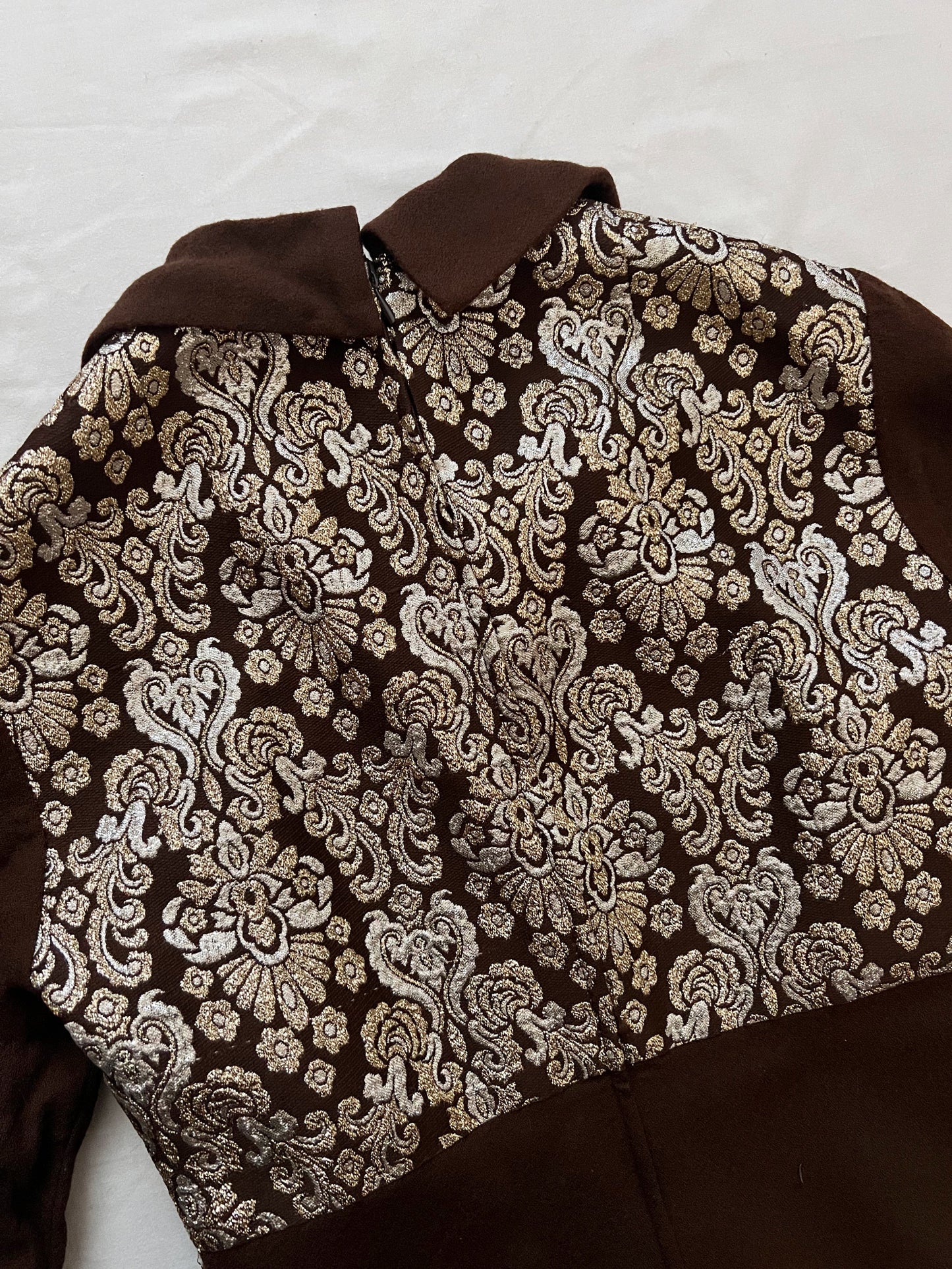 60s gold, silver and brown dress, Size S