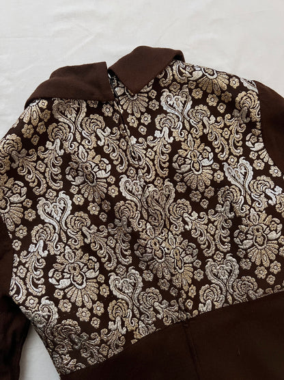 60s gold, silver and brown dress, Size S