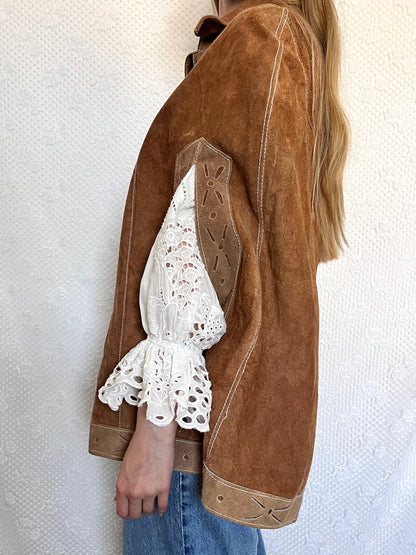 70s suede cape jacket, Size S-L