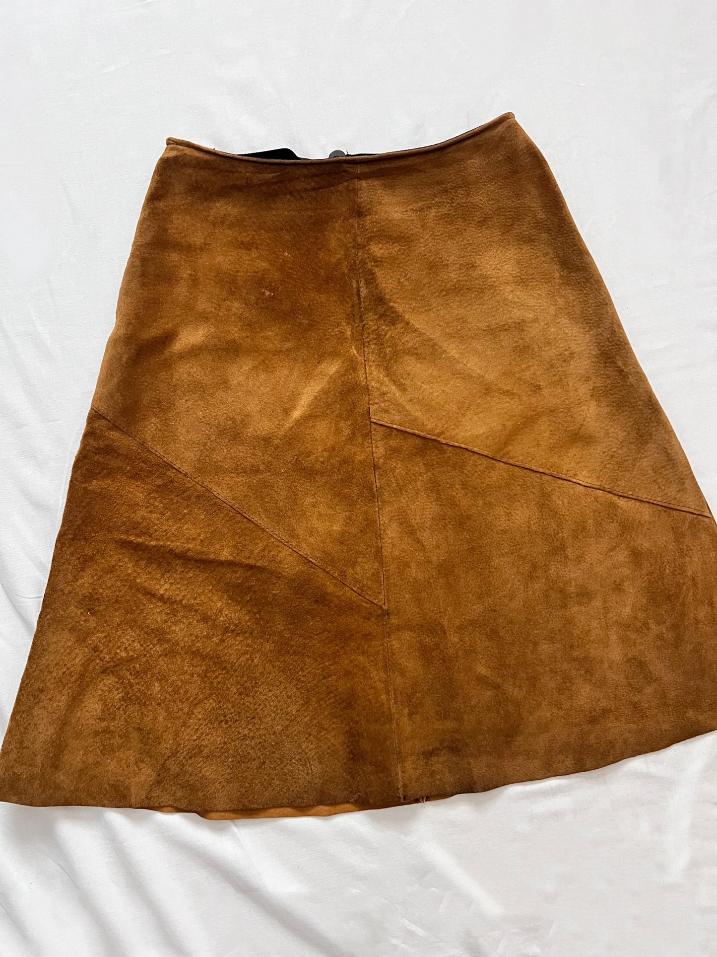 70s brown suede vest and skirt set, Size S