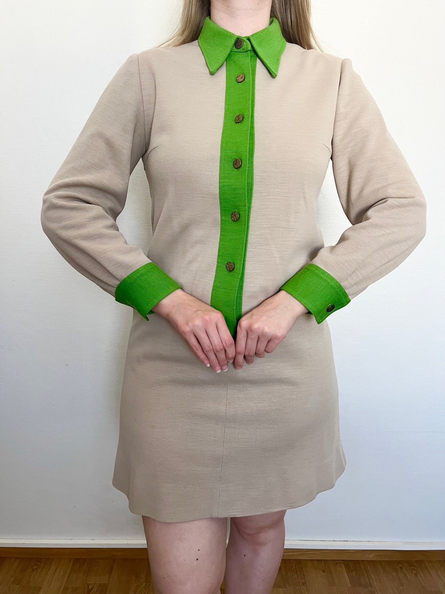 Green and beige mini dress, Size S