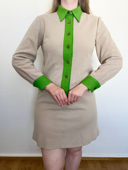 Green and beige mini dress, Size S