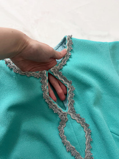 70s turquoise and silver dress, Size S
