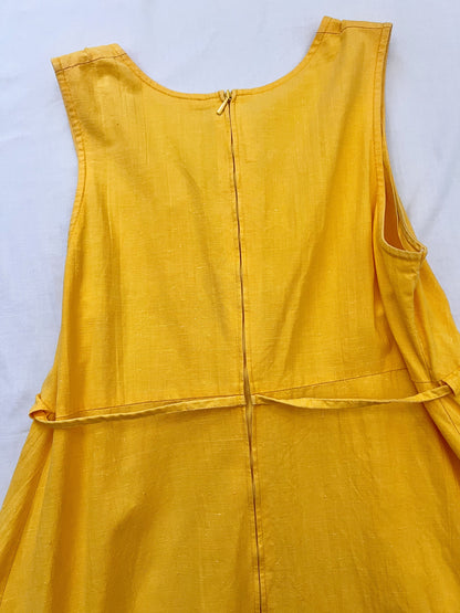70s 100% cotton yellow sundress, Size S