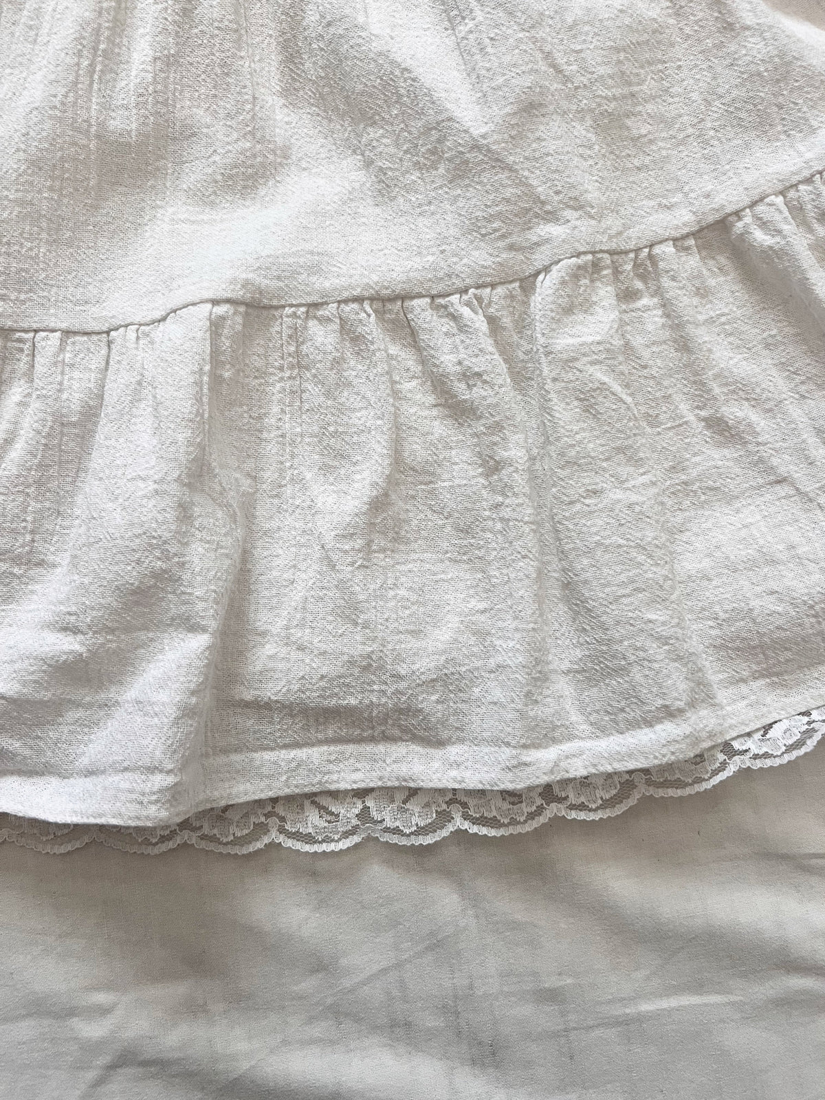 70s cotton white skirt, Size XS