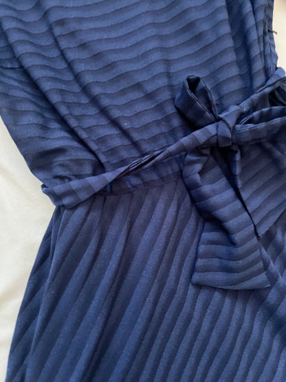 70s navy blue stripes dress, Size L