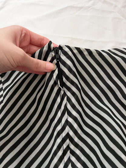70s black and white striped dress, Size S-M