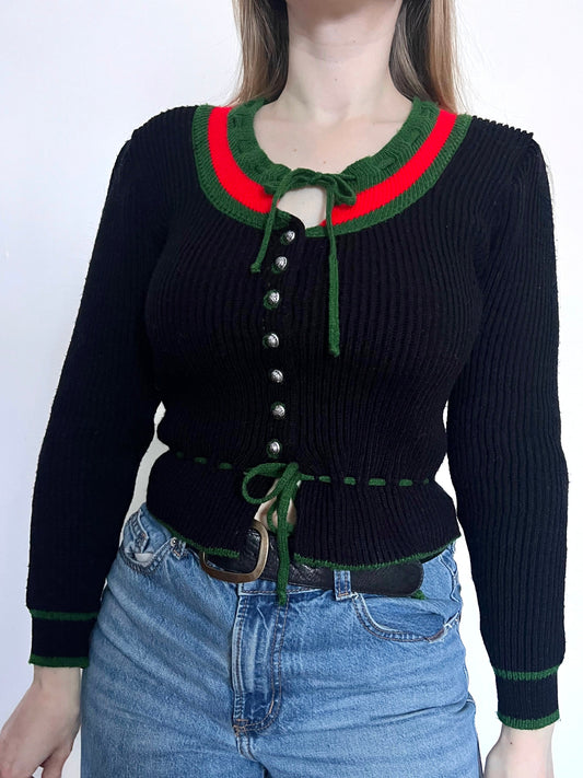 70s folkloric kit cardigan, Size S