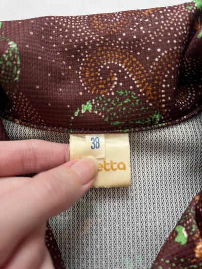 60s/70s brown flared skirt dress, Size S-M